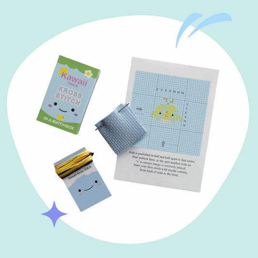 Kawaii Chick Mini Cross Stitch Kit in A Matchbox