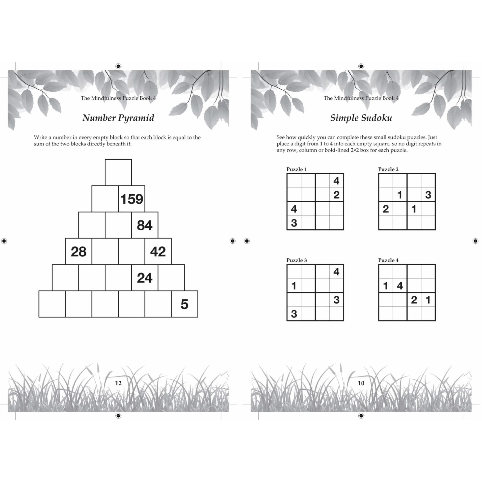 Mindfulness Puzzle Book 4: Relaxing Puzzles To De-Stress and Unwind